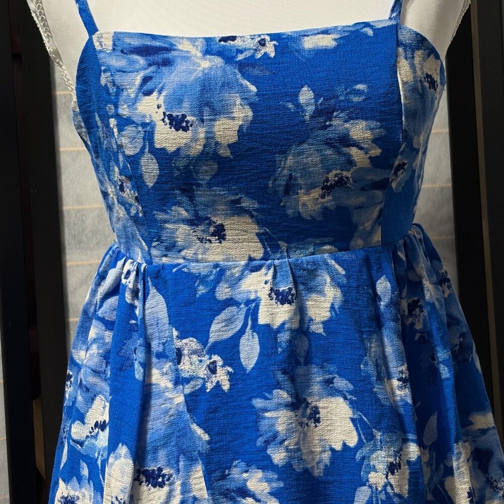 Flying Tomato Maxi Dress Small Blue Floral Backless Tie Back Boho Cottagecore‎ - Picture 6 of 11